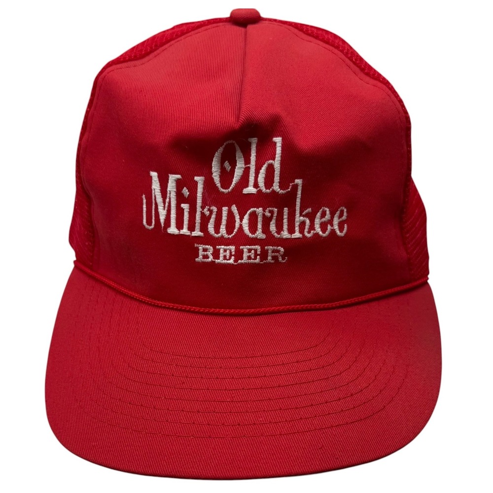 Old Milwaukee Beer Vintage Red Trucker Hat Designer Pro Snapback Mesh Cap